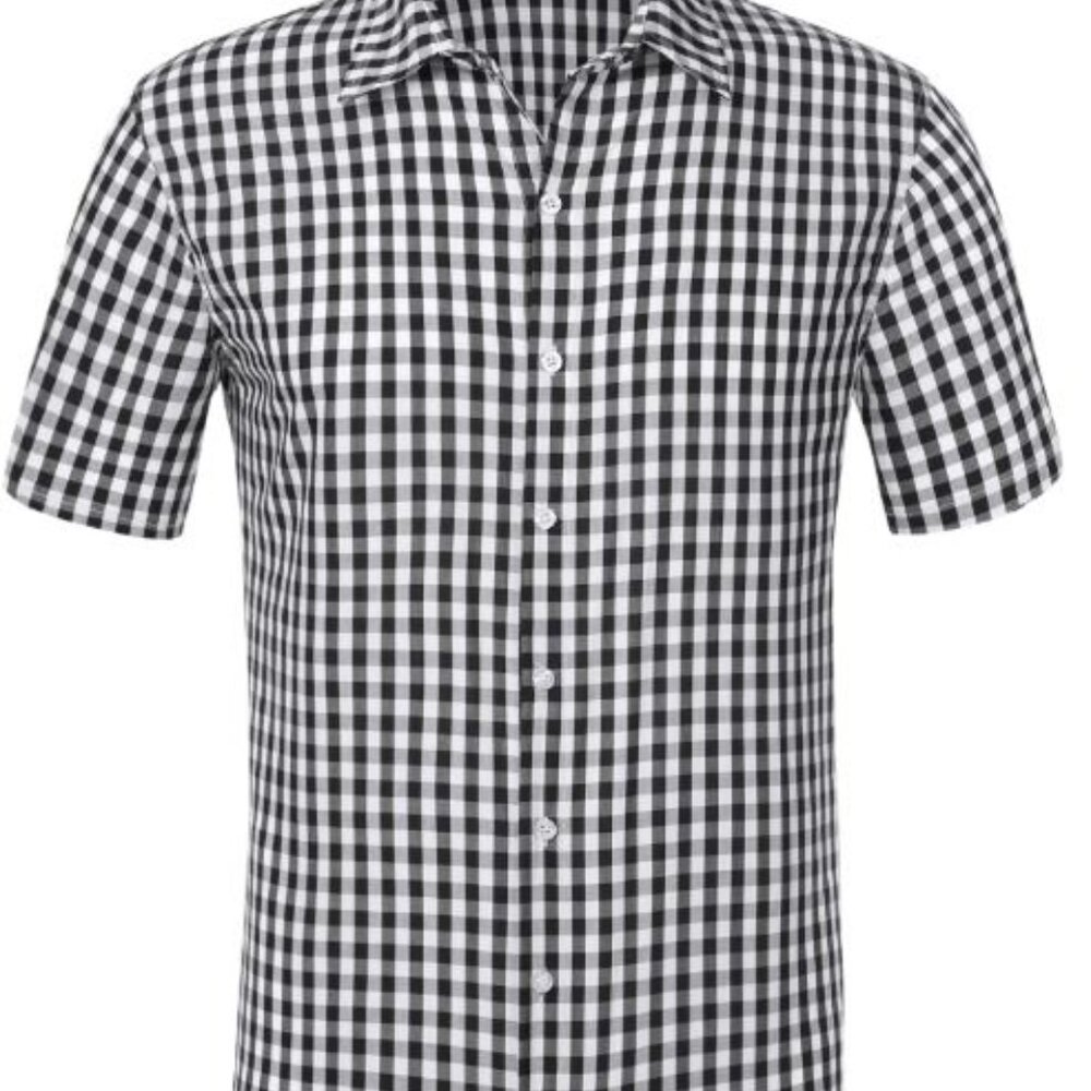 George Men's Short Sleeve Button-Up Cotton Spandex Shirt, Sizes S